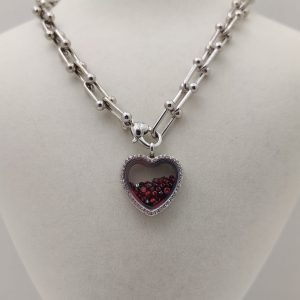 ANKH'IN KALBİ KRİSTAL KOLYE-KIRMIZI